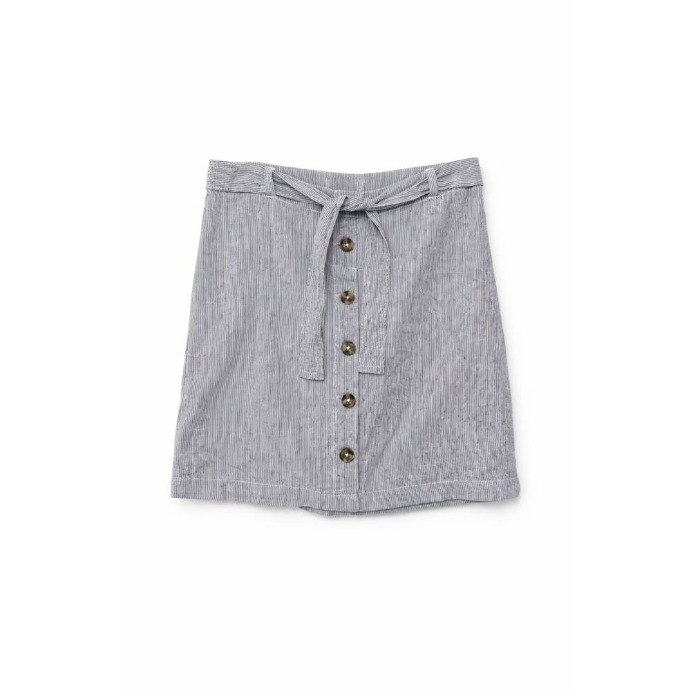 Linen Blend Striped Button Front Mini Skirt Tie Waist‎ S Capsule Wardrobe Coast